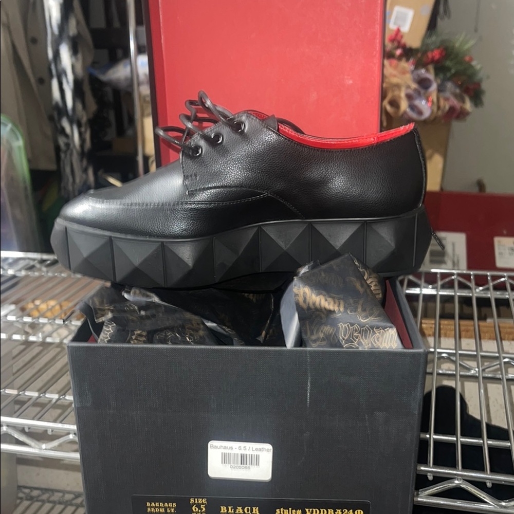 Kat Von D Black Flats with Edgy Platform Design